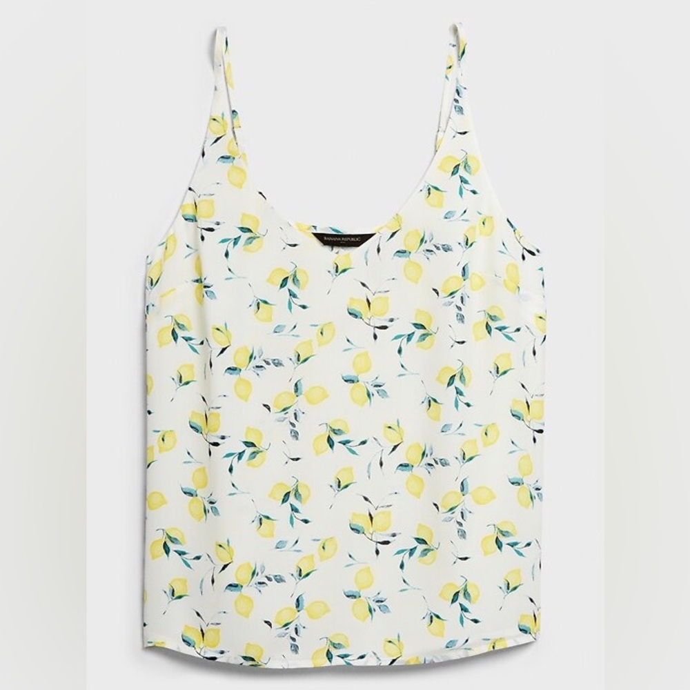 Banana Republic | Off White Lemon Print V-Neck Classic Camisole | Size Small